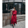 法式氣質長款襯衫領綁帶連衣裙 二色 S-XL_10
