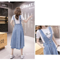 單排釦牛仔吊帶長裙 S-XL_6