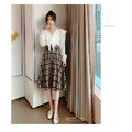 清新格紋半身裙 三色 F_1