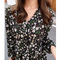 V領小成熟碎花連身洋裝 L-4XL_6