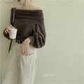 一字領翻領露肩上衣 3色_7