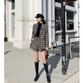 格紋毛呢質感西裝外套+短褲兩件套S-XL_8