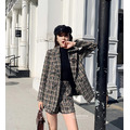 格紋毛呢質感西裝外套+短褲兩件套S-XL_4