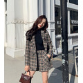 格紋毛呢質感西裝外套+短褲兩件套S-XL_5