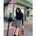 格紋毛呢質感西裝外套+短褲兩件套S-XL_10