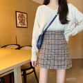 毛呢復古高腰短裙 S-M_4