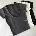 性感大U領合身短版純色T恤 3色M-2XL_8