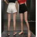 超顯瘦!!高腰捲邊彈性短褲 3色S-L_4