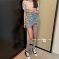 鬆緊腰抽繩設計時尚短裙 2色 (M-2XL)_3