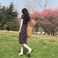 狂銷 顯瘦收腰氣質櫻桃碎花洋裝 M-2XL_2