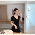 V領性感合身小魚尾包臀洋裝 S-XL_2