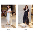 絕美 V領收腰點點雪紡飄逸連身洋裝 2色 S-XL_4