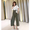 細肩吊帶褲+白色一字領上衣 二件套2色_4