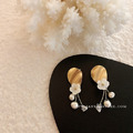 正韓 時尚金色x珍珠造型耳環_5