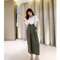 細肩吊帶褲+白色一字領上衣 二件套2色_6