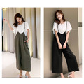細肩吊帶褲+白色一字領上衣 二件套2色_3