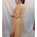 實拍 復古點點耀眼黃洋裝 S-2XL_7