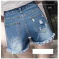 顯瘦刷破前短後長牛仔短褲 S-5XL_6