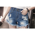 顯瘦刷破前短後長牛仔短褲 S-5XL_2