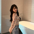 仙女款超甜燈籠袖碎花短版雪紡上衣_4