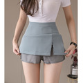 無敵百搭!!純色高腰顯瘦開岔短裙 (B04202)_14