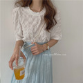 清新自然皺褶感純色上衣 3色_3