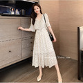 荷葉領口碎花清新收腰雪紡長洋 S-3XL_4