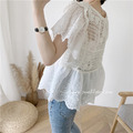 鏤空鈎花蕾絲拼接氣質上衣_6