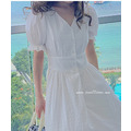 人氣商品☆清新純白V領洋裝 S-L_5