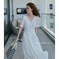 人氣商品☆清新純白V領洋裝 S-L_10