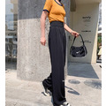 超顯腿長落地高腰直筒寬褲 2色 S-XL