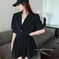 薄料短款西裝外套+百褶短裙套裝 3色 S-M_11