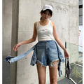 韓妞造型不規則綁帶牛仔短褲_13