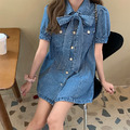 很顯瘦可兩穿牛仔襯衫連衣裙短洋裝 S-L_9