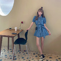 很顯瘦可兩穿牛仔襯衫連衣裙短洋裝 S-L_4