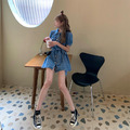 很顯瘦可兩穿牛仔襯衫連衣裙短洋裝 S-L_6
