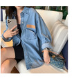 經典牛仔復古拼接皮革貼布襯衫 S-L_2