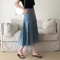 經典顯瘦A字牛仔半身裙 S-L_5