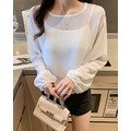 超美綁帶透膚防曬襯衫雪紡上衣 3color
