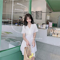 法式清新優雅白綁帶短洋 S-XL