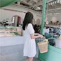 法式清新優雅白綁帶短洋 S-XL_3