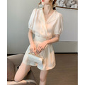 法式氣質翻領上衣+質感雪紡短褲 2件套 S-L_8