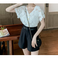 CP值超高鏤空緹花上衣+腰帶短褲 兩件套2color_3