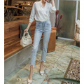 超顯瘦小直筒不規則毛邊九分牛仔褲_1