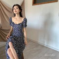 仙女氣質方領度假風碎花長洋 2color S-L_10
