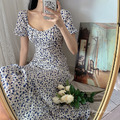 仙女氣質方領度假風碎花長洋 2color S-L_2