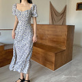 仙女氣質方領度假風碎花長洋 2color S-L_4