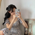 仙女氣質方領度假風碎花長洋 2color S-L_6
