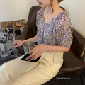 V領小燈籠袖碎花上衣 2color_2
