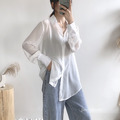 質感超好透膚韓國寬版手袖襯衫 3color_5